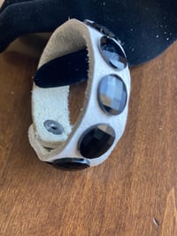 Image 1 of Black and white leather bracelet