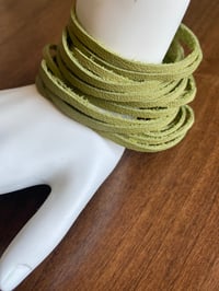 Image 1 of Wide sage green leather bracelet