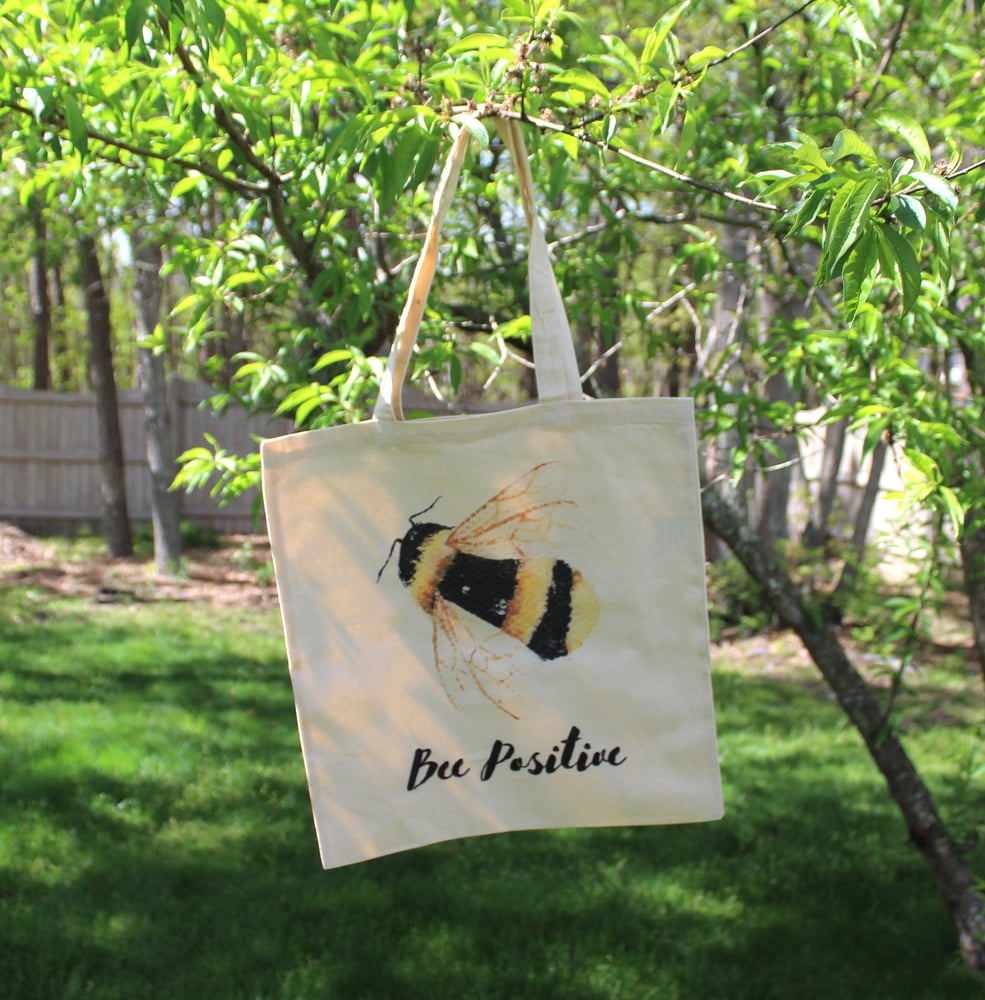 Image of Bee Positive Canvas Tote