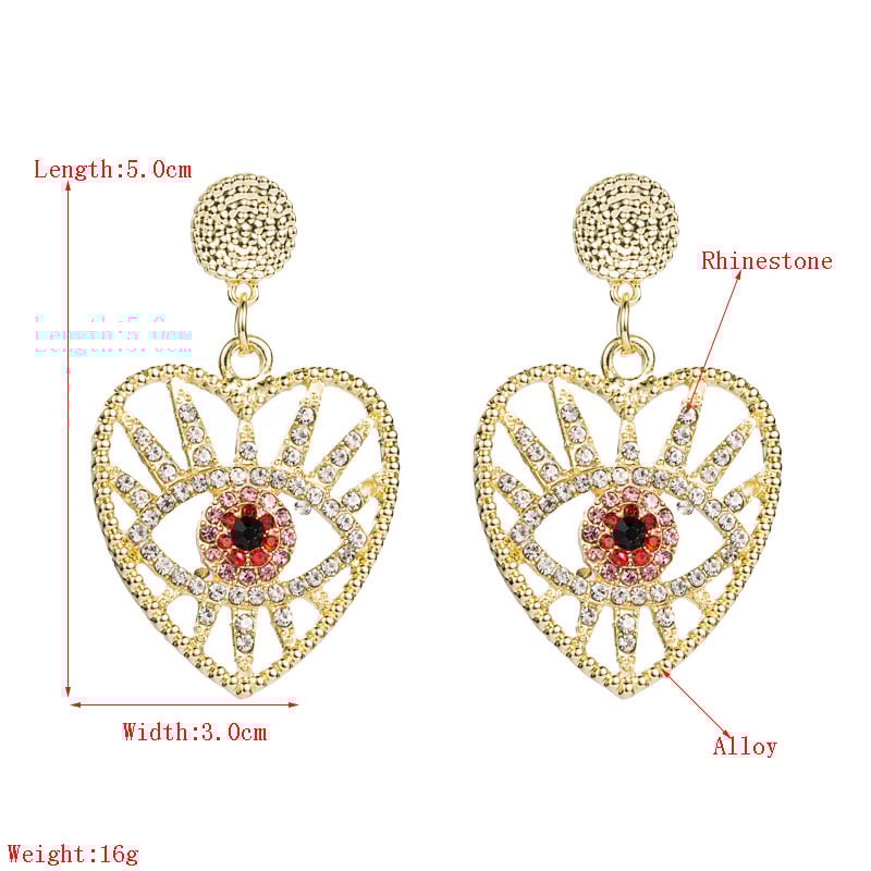 Image of Heart-Shaped Eyes Rhinestone Earrings
