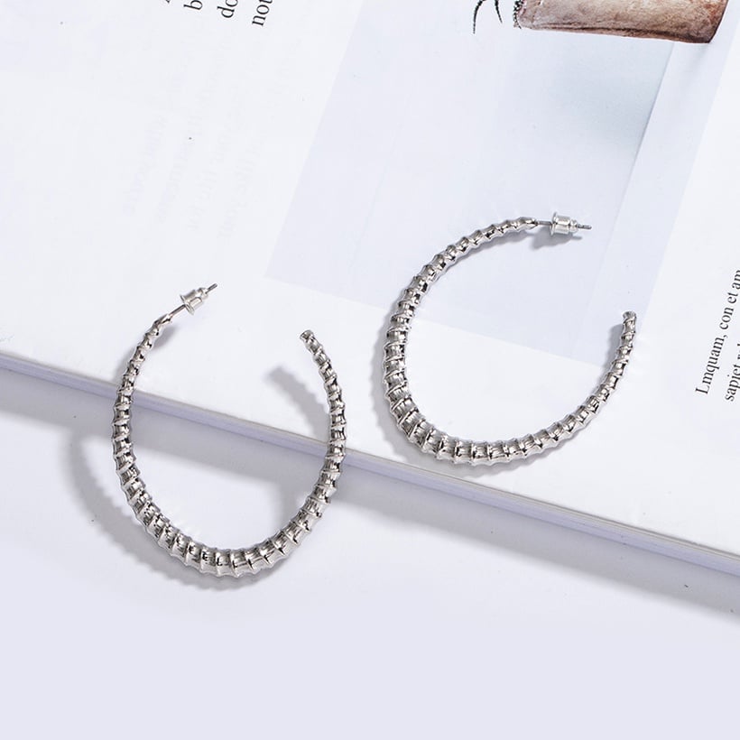 Image of Oval Gold Bamboo Earrings