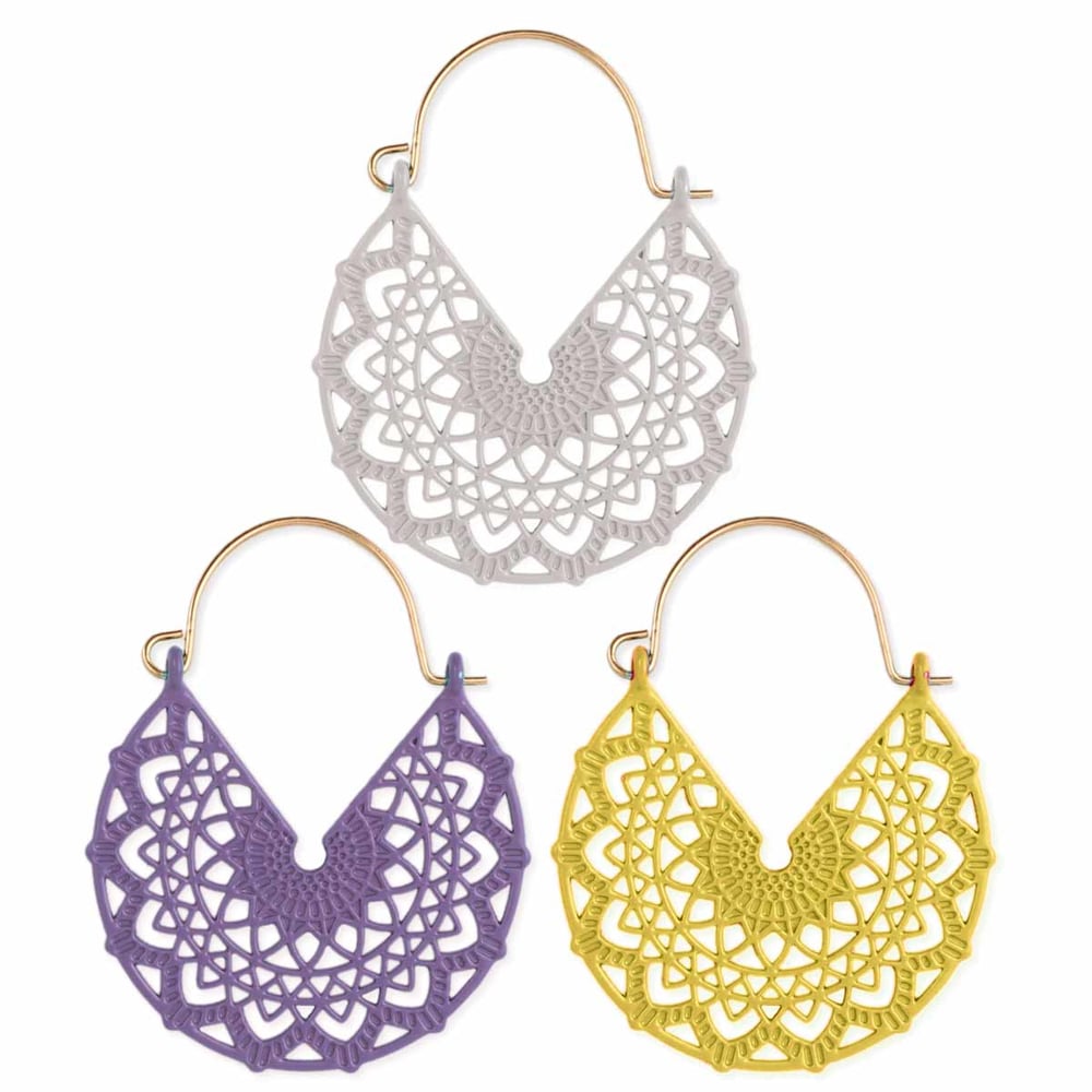 Image of Pastel Mandala Enamel Hoop Earrings