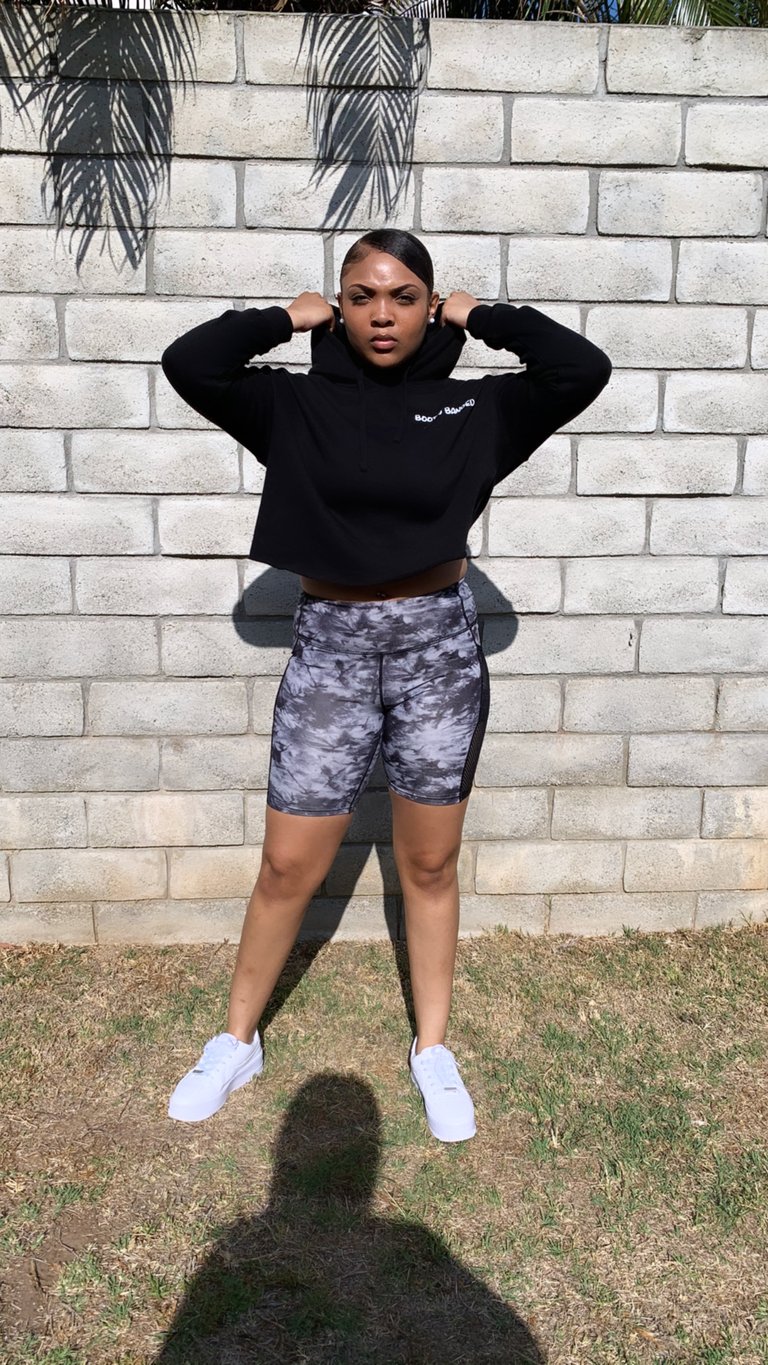Black hoodie online and shorts