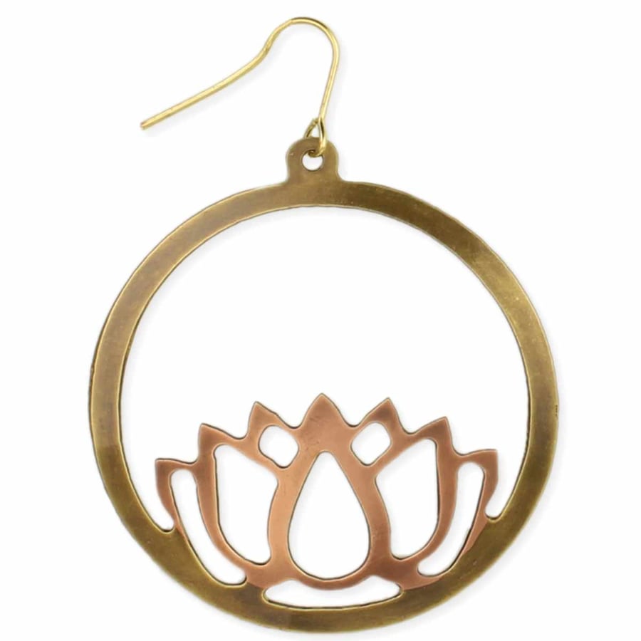 Image of Go with the Flow Gold Copper Lotus Earring