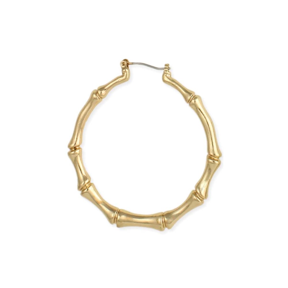 Image of Gold Bamboo Door Knocker Hoop Earring