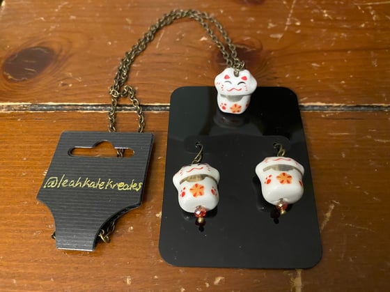 Image of DRMAGDN Lucky Cat Earrings & Necklaces 