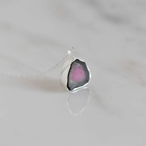 Image of Madagascar Watermelon Tourmaline slide silver necklace