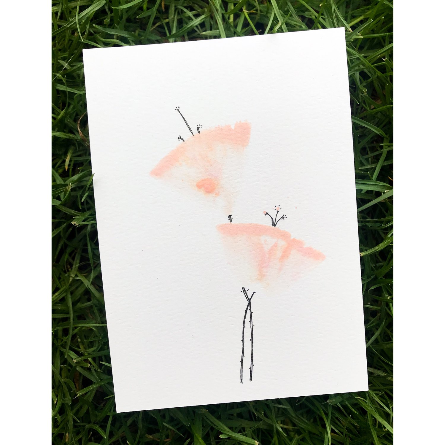 Two wannabe poppy - 10,4x14,7 cm, acrylic on premium aquarelle paper