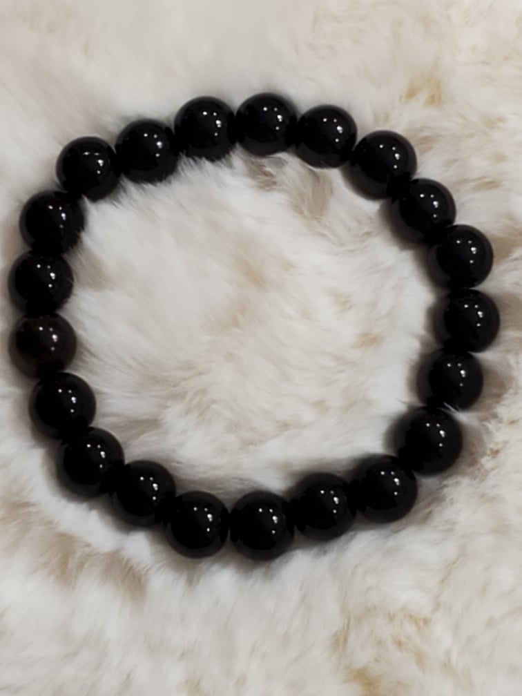 Image of 8 mm Black Onxy Gemstone Bracelet 