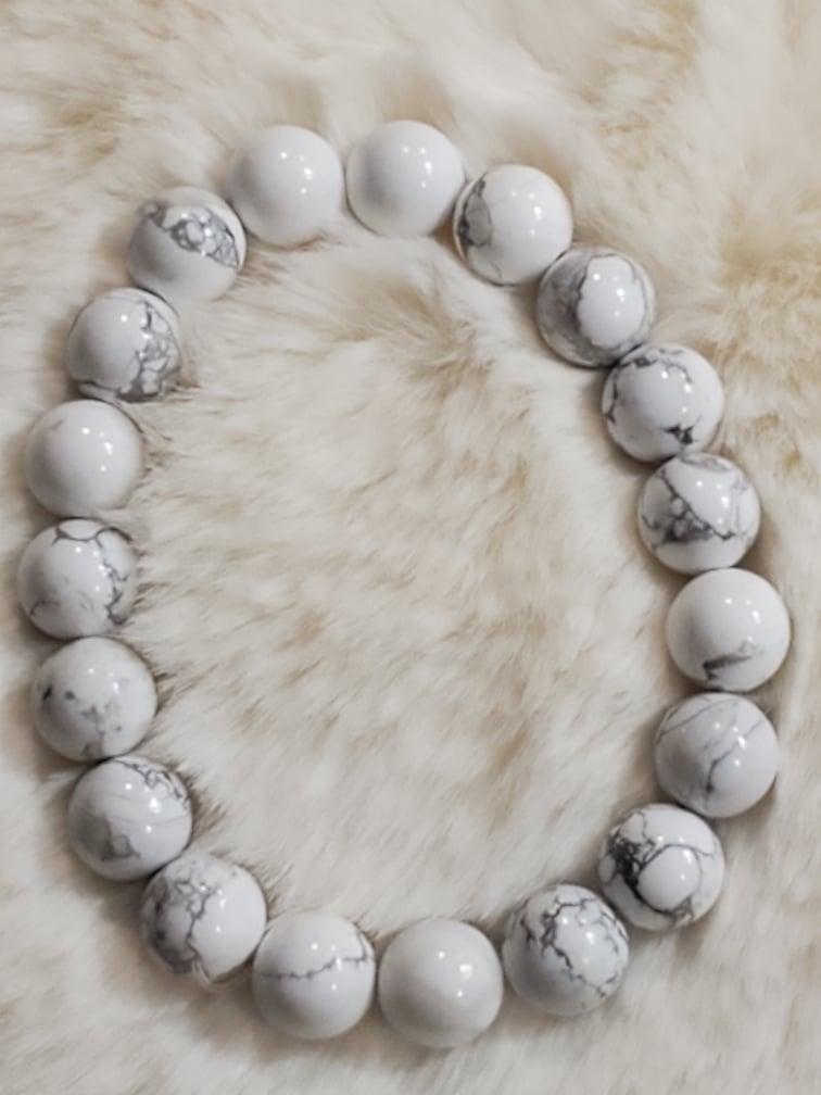 Image of 10mm White Howlite Gemstone Bracelet 