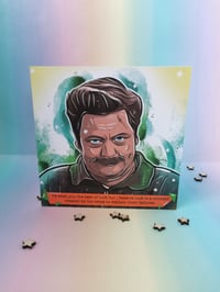 Ron Swanson good luck card 