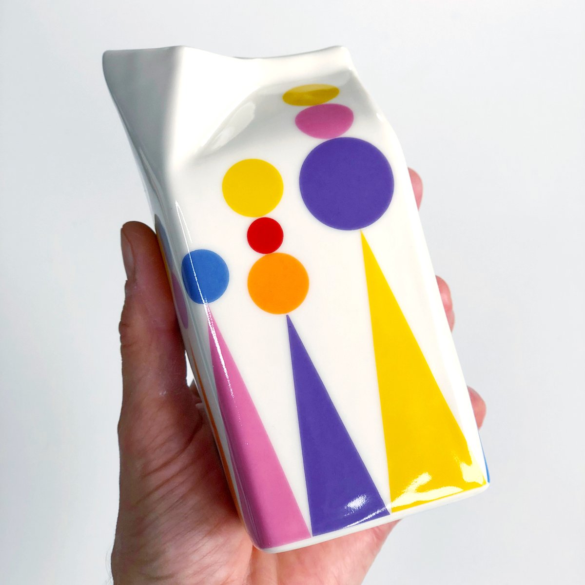 Image of Geometric pattern milk jug or butterdish 