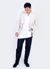Hansen Garments ARILD | Long Collarless Pull-on shirt | white, black, sea
