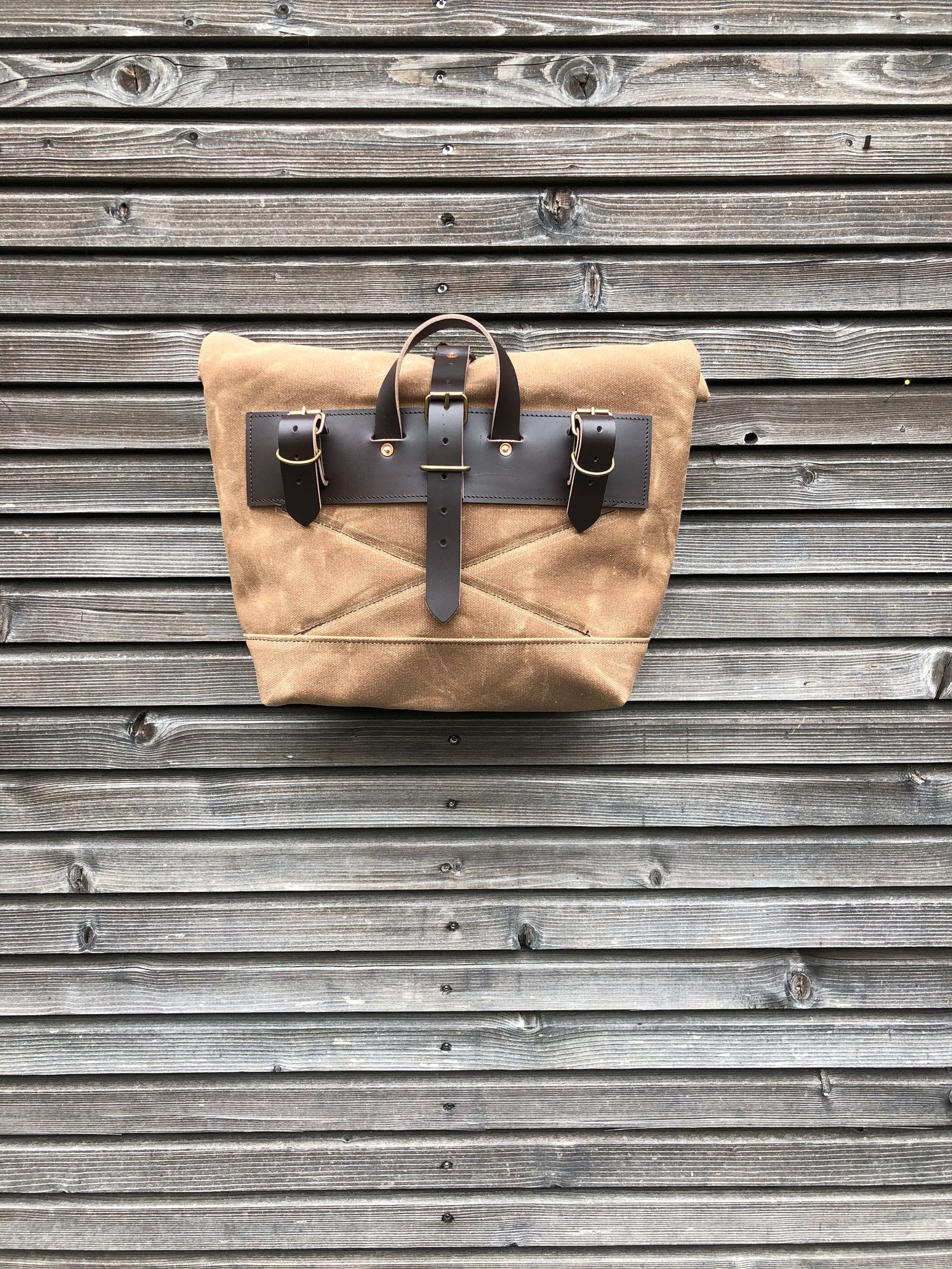 Image of Tan waxed canvas saddlebag for Super73  Motorcycle bag Bicycle bag in waxed canvas Bike