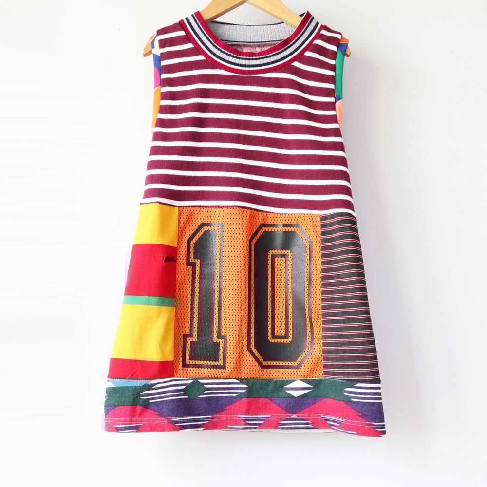 Image of mix stripes orange red ten 10/12 10 party tenth 10th birthday bday shirt top tank sleeveless  