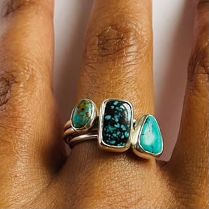 Image of Silver rectangle turquoise ring