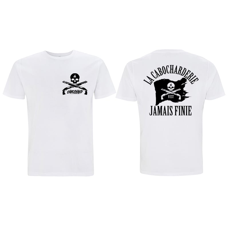 Image of TEE-SHIRT  BLANC R/V - LA CABOCHARDERIE N'EST JAMAIS FINIE 