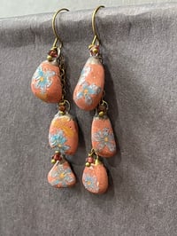 Image 2 of Red Pebble cascade earrings
