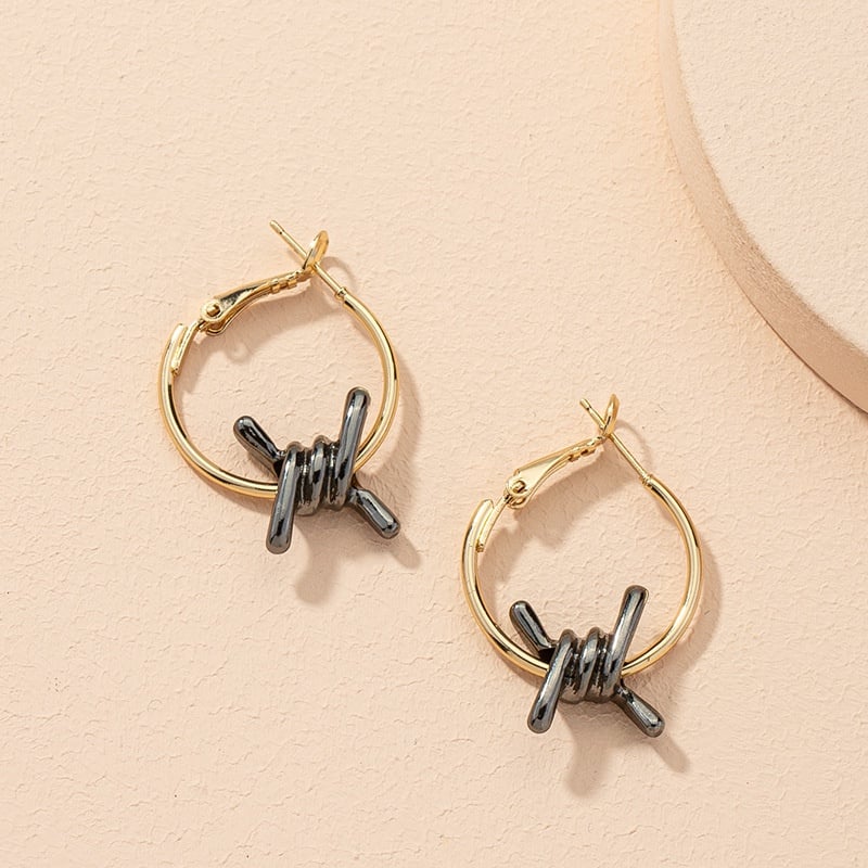 Image of Gunmetal Barbed Wire Earrings