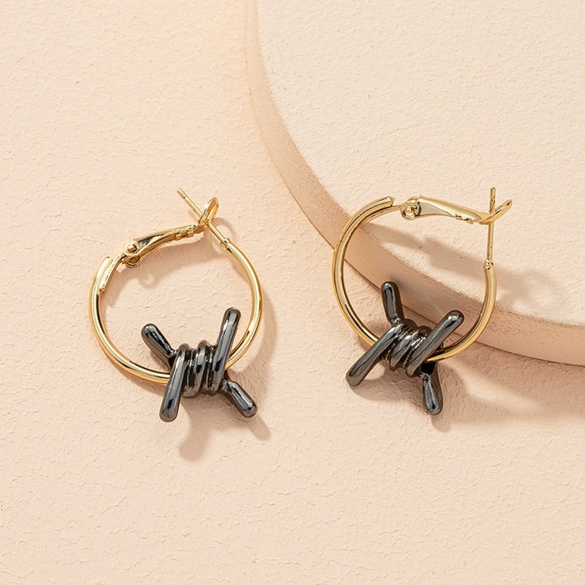 Image of Gunmetal Barbed Wire Earrings