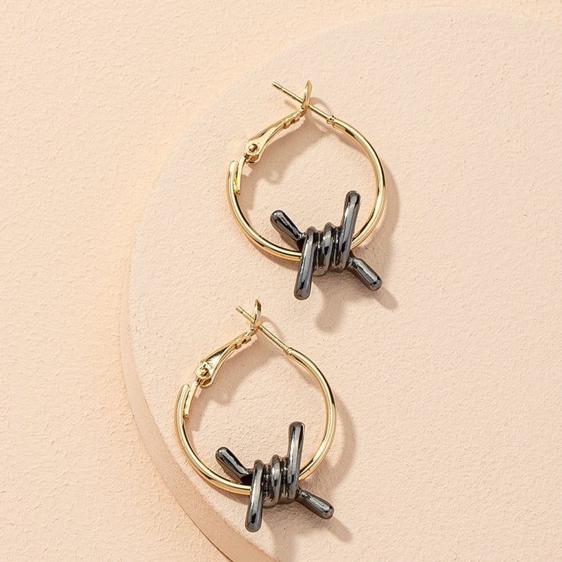 Image of Gunmetal Barbed Wire Earrings