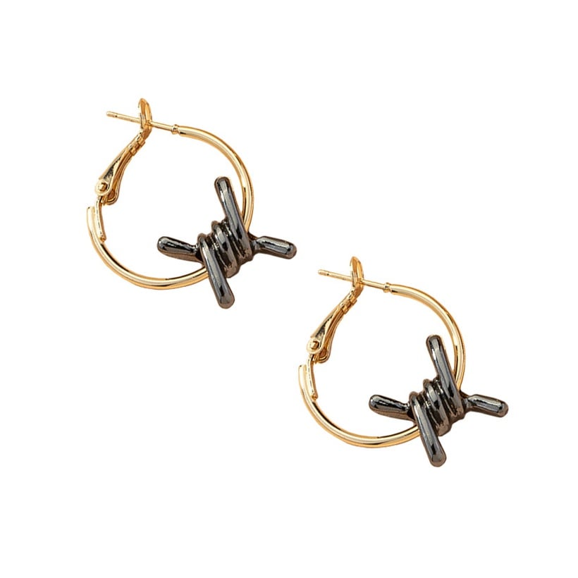 Image of Gunmetal Barbed Wire Earrings