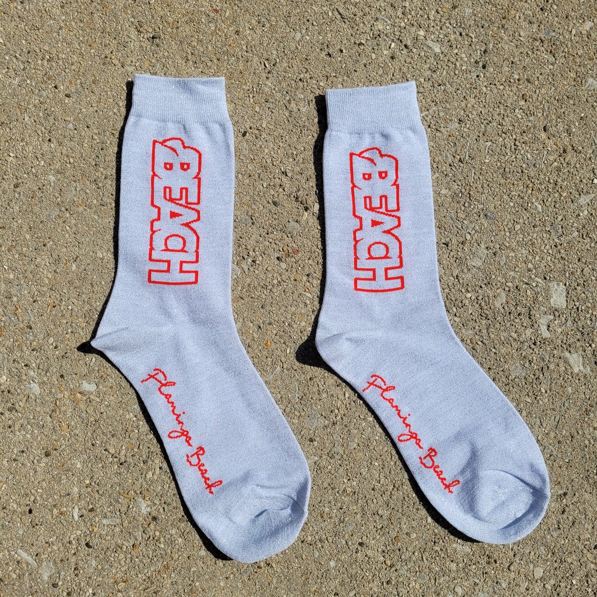 Lamé BEACH logo socks(white)