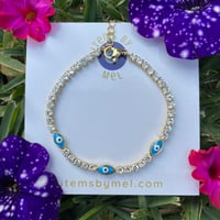 Iced Out Evil Eye Bracelet - Blue