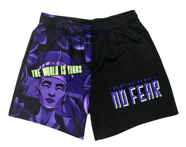 Image of No Fear Black/Purple (Drawstring Shorts)