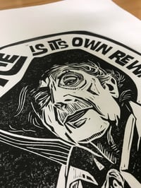 Image 4 of Quentin Crisp.  Hand Made. Original A3. linocut print. Limited and Signed. Art.