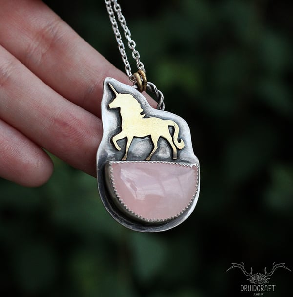 Image of Rose Quartz Unicorn Necklace