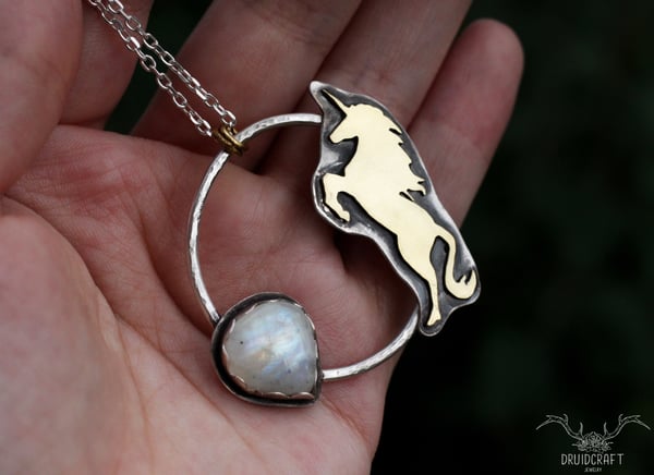 Image of Unicorn Necklace with Moonstone
