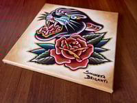 Image 4 of Original painting on canvas PANTHER and ROSE