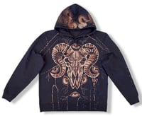 Image 1 of “RAM” BLEACH PAINTED PULLOVER HOODIE LARGE