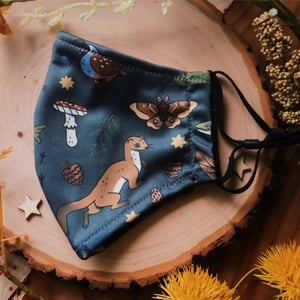 Woodland Critters Face Mask - NAVY BLUE