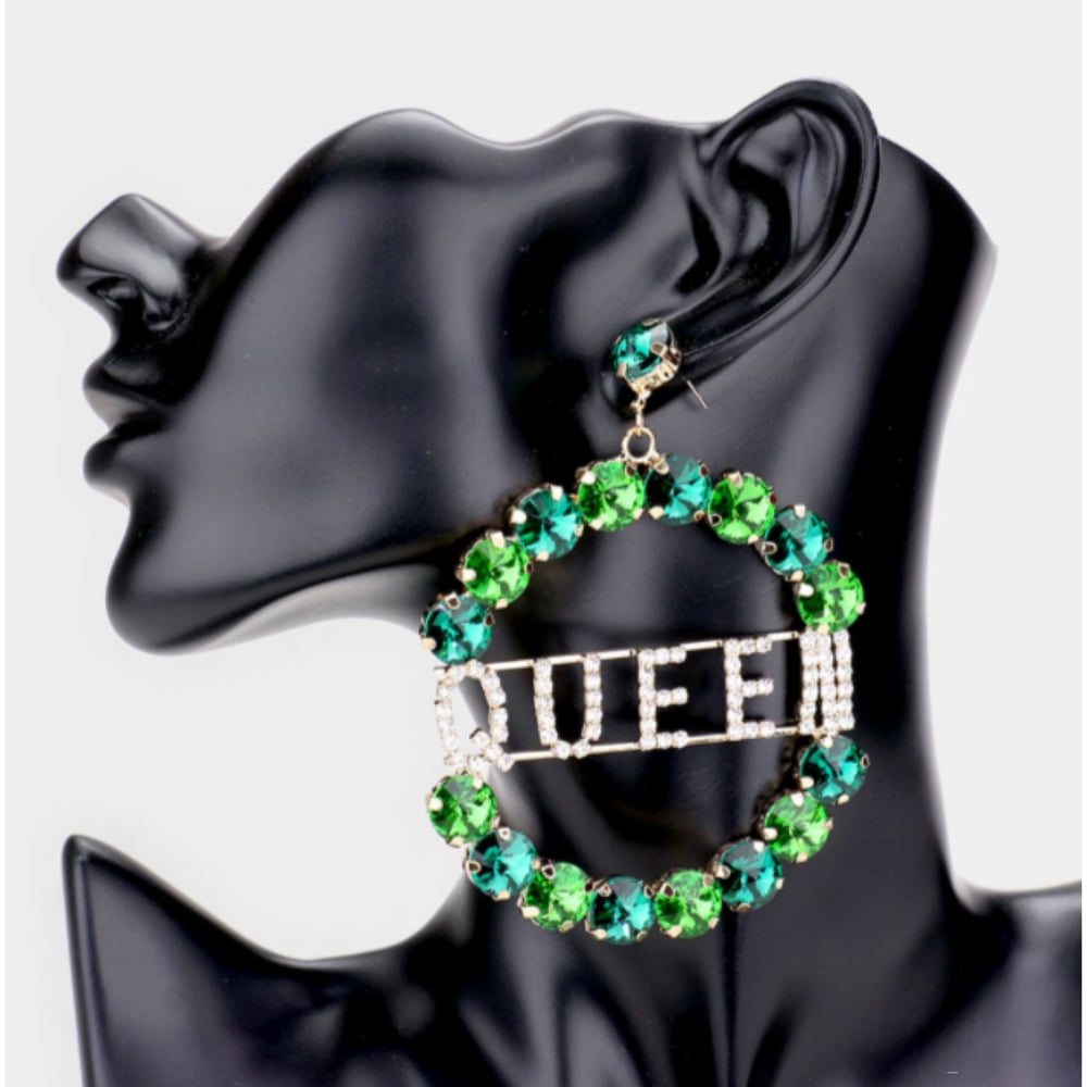 Image of Green Stone QUEEN Earrings 💚💚