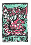 Wanted Ded- Fox boy (3 color lino block print on 186lb paper)