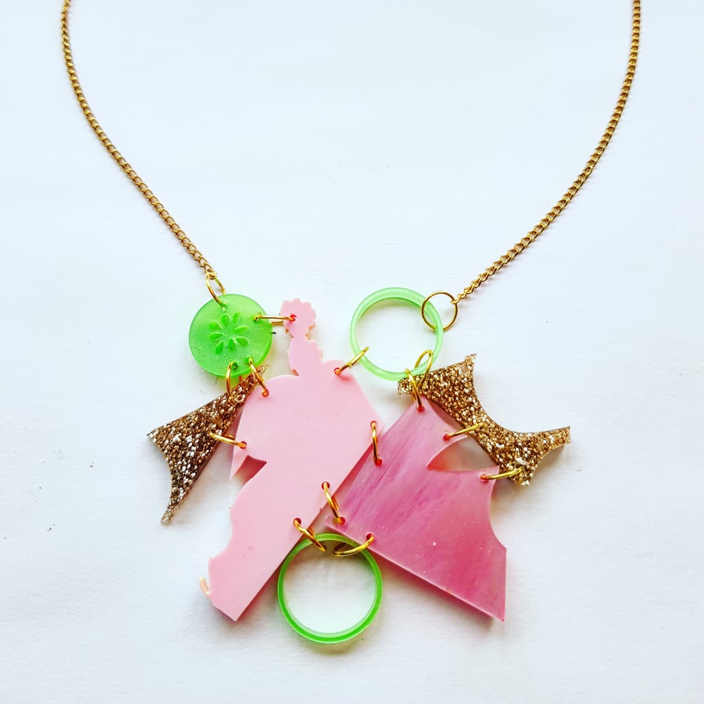 Image of Pink, Green and Gold Zero Waste Necklace