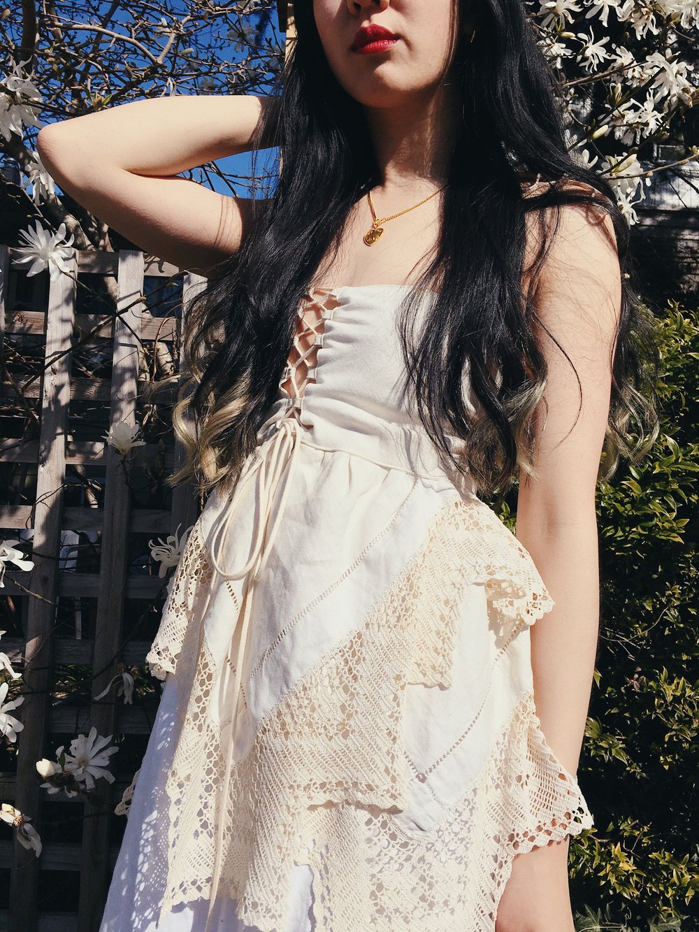 Image of Antique Crocheted Corset Dress 