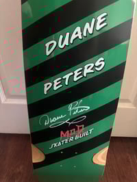 Image 2 of DUANE PETERS SKATERBUILT DECK grn/blk stripe signed