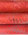 Marbled Paper Flame Pattern Collection on Red - 1/2 sheets