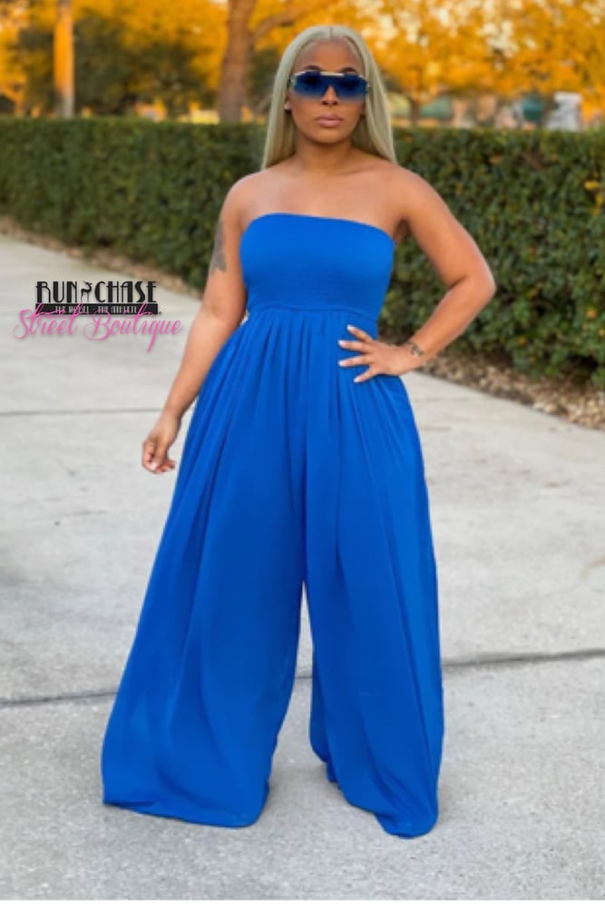 Image of Sail away cobalt blue flows jumpsuit