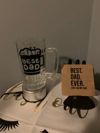 Image 1 of Best Dad beer mug with personalized name on glass