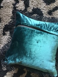 Image 4 of Virgin of Guadalupe cushion in real velvet with black fringe