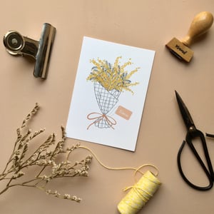 Image of Carte bouquet de mimosa bisous