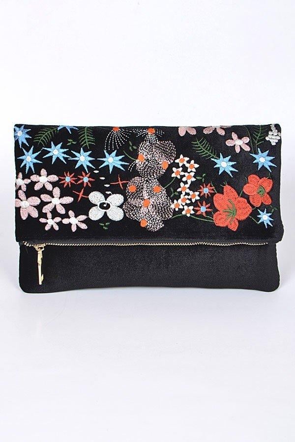 Image of Velvet Embroidered Clutch