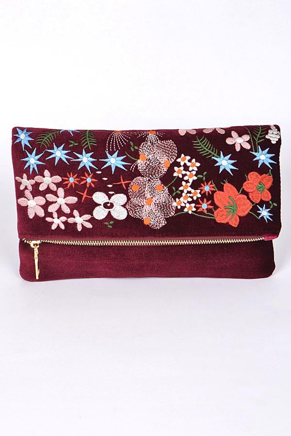 Image of Velvet Embroidered Clutch