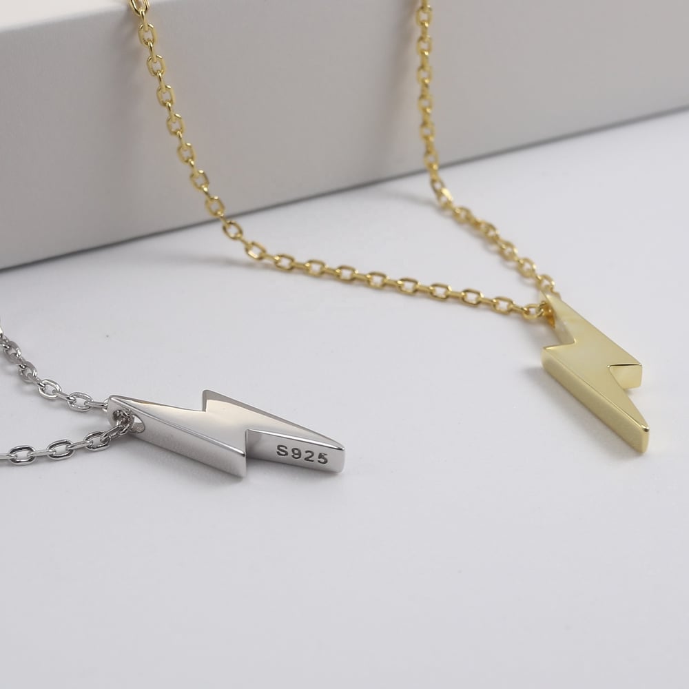Gold Lightning Bolt Iconic Necklace (925 Silver)