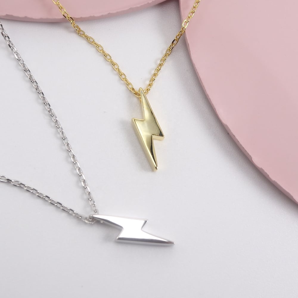 Gold Lightning Bolt Iconic Necklace (925 Silver)
