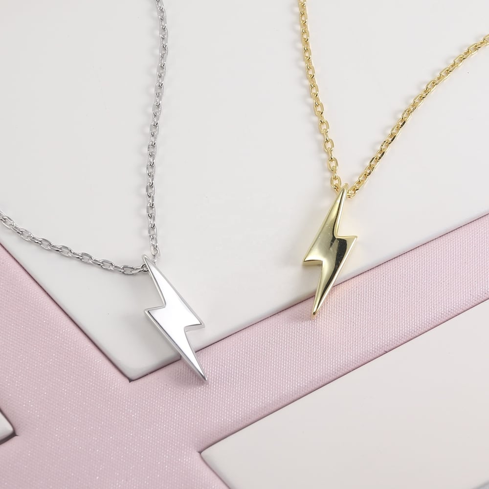 Gold Lightning Bolt Iconic Necklace (925 Silver)